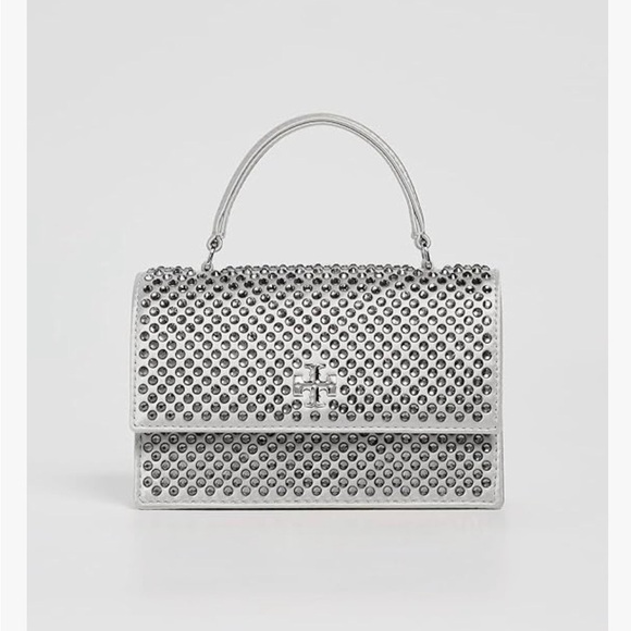 Tory Burch MINI KIRA SATIN EMBELLISHED TOP-HANDLE CROSSBODY - Picture 2 of 5